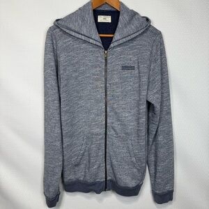 Sol Angeles Full Zip Hoodie Sweatshirt Size Large Made in USA Heathered Blue